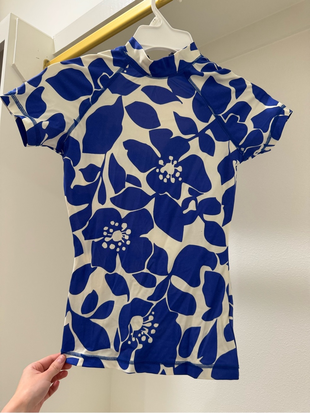 J. Crew Blue and White Floral Rash Guard